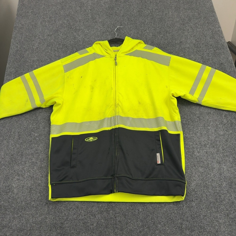 Arborwear Hoodie Mens XL Yellow Polyester Hi-Vis Reflective Full Zip Workwear